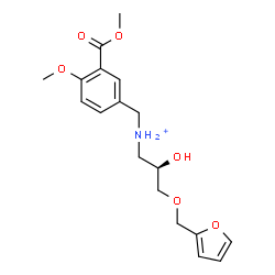 ChemSpider 2D Image | (2R)-3-(2-Furylmethoxy)-2-hydroxy-N-[4-methoxy-3-(methoxycarbonyl)benzyl]-1-propanaminium | C18H24NO6
