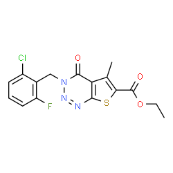 ChemSpider 2D Image | Ethyl 3-(2-chloro-6-fluorobenzyl)-5-methyl-4-oxo-3,4-dihydrothieno[2,3-d][1,2,3]triazine-6-carboxylate | C16H13ClFN3O3S