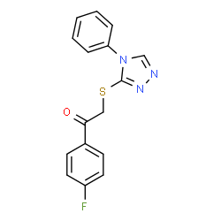ChemSpider 2D Image | 1-(4-Fluorophenyl)-2-[(4-phenyl-4H-1,2,4-triazol-3-yl)sulfanyl]ethanone | C16H12FN3OS