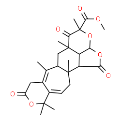 ChemSpider 2D Image | Methyl 4,5a,7,11,11,13a-hexamethyl-1,5,9-trioxo-1,2a,4,5,5a,6,6a,8,9,11,13,13a,13b,13c-tetradecahydrofuro[4,3,2-ij]pyrano[3',4':5,6]cyclohepta[1,2-g]isochromene-4-carboxylate | C26H32O8