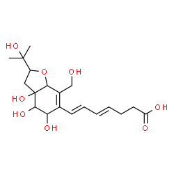 ChemSpider 2D Image | (4E,6E)-7-[3a,4,5-Trihydroxy-7-(hydroxymethyl)-2-(2-hydroxy-2-propanyl)-2,3,3a,4,5,7a-hexahydro-1-benzofuran-6-yl]-4,6-heptadienoic acid | C19H28O8