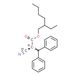 ChemSpider 2D Image | 2-Ethylhexyl 2-(~13~C)cyano-3,3-diphenyl(1,2-~13~C_2_)-2-propenoate | C2113C3H27NO2