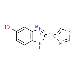 ChemSpider 2D Image | 2-[(4-~13~C)-1,3-Thiazol-4-yl](2-~13~C,3-~15~N)-1H-benzimidazol-5-ol | C813C2H7N215NOS