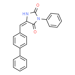 ChemSpider 2D Image | (5E)-5-(4-Biphenylylmethylene)-3-phenyl-2,4-imidazolidinedione | C22H16N2O2