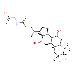 ChemSpider 2D Image | N-[(3beta,5beta,7alpha,8xi,12alpha)-3,7,12-Trihydroxy-24-oxo(2,2,3,4,4-~2~H_5_)cholan-24-yl]glycine | C26H38D5NO6