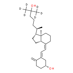 ChemSpider 2D Image | (3R,5E,7Z)-(26,26,26,27,27,27-~2~H_6_)-9,10-Secocholesta-5,7,10-triene-3,25-diol | C27H38D6O2