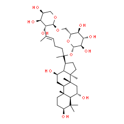 ChemSpider 2D Image | (3beta,6alpha,12beta,13xi)-3,6,12-Trihydroxydammar-24-en-20-yl 6-O-alpha-L-arabinopyranosyl-beta-D-glucopyranoside | C41H70O13