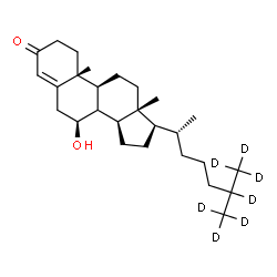 ChemSpider 2D Image | (7beta,8xi)-7-Hydroxy(25,26,26,26,27,27,27-~2~H_7_)cholest-4-en-3-one | C27H37D7O2