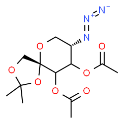 ChemSpider 2D Image | 3,4-Di-O-acetyl-5-azido-5-deoxy-1,2-O-isopropylidene-alpha-L-glycero-hex-2-ulopyranose | C13H19N3O7
