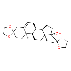 ChemSpider 2D Image | (8R,9R,10R,13S,14R,17S)-10,13-Dimethyl-17-(2-methyl-1,3-dioxolan-2-yl)-1,2,4,7,8,9,10,11,12,13,14,15,16,17-tetradecahydrospiro[cyclopenta[a]phenanthrene-3,2'-[1,3]dioxolan]-17-ol | C25H38O5