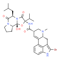 ChemSpider 2D Image | (5'beta,8alpha,12'beta)-2-Bromo-12'-hydroxy-5'-isobutyl-2'-isopropyl-3',6',18-trioxoergotaman | C32H40BrN5O5