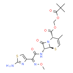 ChemSpider 2D Image | [(2,2-Dimethylpropanoyl)oxy]methyl (2S,6S,7R)-7-{[(2Z)-2-(2-amino-1,3-thiazol-4-yl)-2-(methoxyimino)acetyl]amino}-3-methyl-8-oxo-5-thia-1-azabicyclo[4.2.0]oct-3-ene-2-carboxylate | C20H25N5O7S2
