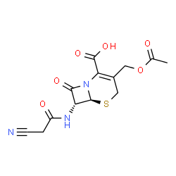 ChemSpider 2D Image | (6S,7R)-3-(Acetoxymethyl)-7-[(cyanoacetyl)amino]-8-oxo-5-thia-1-azabicyclo[4.2.0]oct-2-ene-2-carboxylic acid | C13H13N3O6S
