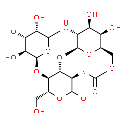 ChemSpider 2D Image | (5xi)-6-Deoxy-beta-D-arabino-hexopyranosyl-(1->4)-[beta-D-galactopyranosyl-(1->3)]-2-acetamido-2-deoxy-D-glucopyranose | C20H35NO15