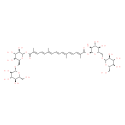 ChemSpider 2D Image | (2S,3R,4S,5S,6S)-3,4,5-Trihydroxy-6-({[(2R,3R,4S,5S,6R)-3,4,5-trihydroxy-6-(hydroxymethyl)tetrahydro-2H-pyran-2-yl]oxy}methyl)tetrahydro-2H-pyran-2-yl (2S,3S,4R,5R,6S)-3,4,5-trihydroxy-6-({[(2S,3S,4R,
5R,6S)-3,4,5-trihydroxy-6-(hydroxymethyl)tetrahydro-2H-pyran-2-yl]oxy}methyl)tetrahydro-2H-pyran-2-yl (2E,4E,6E,8E,10E,12E,14E)-2,6,11,15-tetramethyl-2,4,6,8,10,12,14-hexadecaheptaenedioate (non-prefe
rred name) | C44H64O24