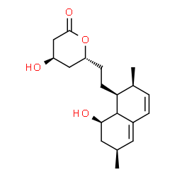 ChemSpider 2D Image | (4R,6R)-4-Hydroxy-6-{2-[(1S,2S,6S,8R)-8-hydroxy-2,6-dimethyl-1,2,6,7,8,8a-hexahydro-1-naphthalenyl]ethyl}tetrahydro-2H-pyran-2-one | C19H28O4