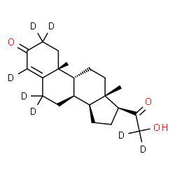 ChemSpider 2D Image | (8alpha,9beta)-21-Hydroxy(2,2,4,6,6,21,21-~2~H_7_)pregn-4-ene-3,20-dione | C21H23D7O3
