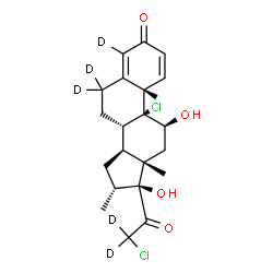 ChemSpider 2D Image | (11beta,16alpha,17alpha)-9,21-Dichloro-11,17-dihydroxy-16-methyl(4,6,6,21,21-~2~H_5_)pregna-1,4-diene-3,20-dione | C22H23D5Cl2O4