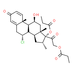ChemSpider 2D Image | (7alpha,11beta,16alpha)-7-Chloro-11-hydroxy-16-methyl-3,20-dioxopregna-1,4-diene-17,21-diyl dipropanoate | C28H37ClO7