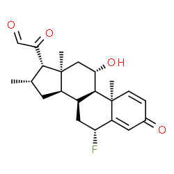 ChemSpider 2D Image | (6beta,9beta,11beta,14beta,16beta)-6-Fluoro-11-hydroxy-16-methyl-3,20-dioxopregna-1,4-dien-21-al | C22H27FO4