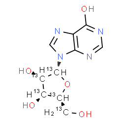 ChemSpider 2D Image | 9-[beta-D-(~13~C_5_)Ribofuranosyl]-9H-purin-6-ol | C513C5H12N4O5