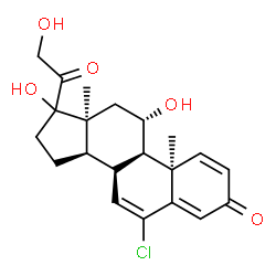 ChemSpider 2D Image | (9beta,11beta,14beta,17xi)-6-Chloro-11,17,21-trihydroxypregna-1,4,6-triene-3,20-dione | C21H25ClO5