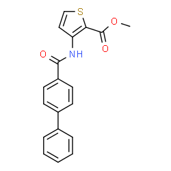 ChemSpider 2D Image | Methyl 3-[(4-biphenylylcarbonyl)amino]-2-thiophenecarboxylate | C19H15NO3S