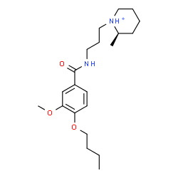 ChemSpider 2D Image | (2R)-1-{3-[(4-Butoxy-3-methoxybenzoyl)amino]propyl}-2-methylpiperidinium | C21H35N2O3