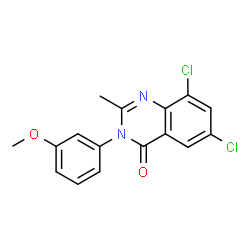 ChemSpider 2D Image | 6,8-Dichloro-3-(3-methoxyphenyl)-2-methyl-4(3H)-quinazolinone | C16H12Cl2N2O2