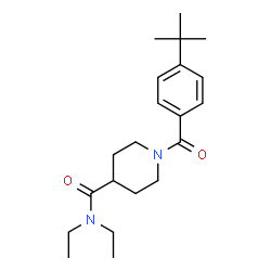 ChemSpider 2D Image | 1-(4-tert-Butyl-benzoyl)-piperidine-4-carboxylic acid diethylamide | C21H32N2O2