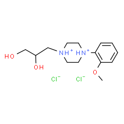 ChemSpider 2D Image | 1-(2,3-Dihydroxypropyl)-4-(2-methoxyphenyl)piperazinediium dichloride | C14H24Cl2N2O3
