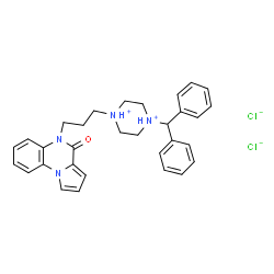 ChemSpider 2D Image | 1-(Diphenylmethyl)-4-[3-(4-oxopyrrolo[1,2-a]quinoxalin-5(4H)-yl)propyl]piperazinediium dichloride | C31H34Cl2N4O