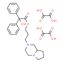 ChemSpider 2D Image | 3-(Hexahydropyrrolo[1,2-a]pyrazin-2(1H)-yl)propyl hydroxy(diphenyl)acetate ethanedioate (1:2) | C28H34N2O11