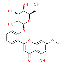 ChemSpider 2D Image | 2-(5-Hydroxy-7-methoxy-4-oxo-4H-chromen-2-yl)phenyl beta-D-glucopyranoside | C22H22O10
