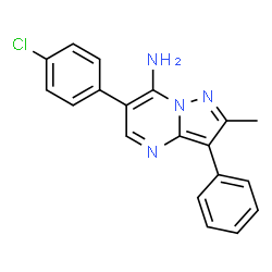 ChemSpider 2D Image | 6-(4-Chlorophenyl)-2-methyl-3-phenylpyrazolo[1,5-a]pyrimidin-7-amine | C19H15ClN4