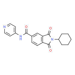 ChemSpider 2D Image | 2-Cyclohexyl-1,3-dioxo-N-(4-pyridinyl)-5-isoindolinecarboxamide | C20H19N3O3