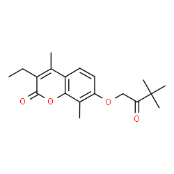 ChemSpider 2D Image | 7-(3,3-Dimethyl-2-oxobutoxy)-3-ethyl-4,8-dimethyl-2H-chromen-2-one | C19H24O4