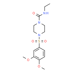 ChemSpider 2D Image | 4-[(3,4-Dimethoxyphenyl)sulfonyl]-N-ethyl-1-piperazinecarboxamide | C15H23N3O5S