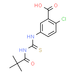 ChemSpider 2D Image | 2-Chloro-5-{[(2,2-dimethylpropanoyl)carbamothioyl]amino}benzoic acid | C13H15ClN2O3S