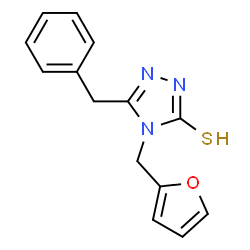 ChemSpider 2D Image | 4-(2-furanylmethyl)-3-(phenylmethyl)-1H-1,2,4-triazole-5-thione | C14H13N3OS