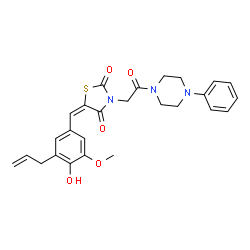 ChemSpider 2D Image | (E)-5-(3-allyl-4-hydroxy-5-methoxybenzylidene)-3-(2-oxo-2-(4-phenylpiperazin-1-yl)ethyl)thiazolidine-2,4-dione | C26H27N3O5S