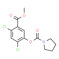ChemSpider 2D Image | 2,4-Dichloro-5-(methoxycarbonyl)phenyl 1-pyrrolidinecarboxylate | C13H13Cl2NO4