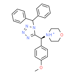 ChemSpider 2D Image | 4-[(S)-[1-(Diphenylmethyl)-1H-tetrazol-5-yl](4-methoxyphenyl)methyl]morpholin-4-ium | C26H28N5O2