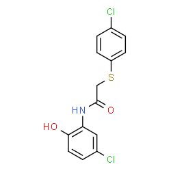 ChemSpider 2D Image | N-(5-Chloro-2-hydroxyphenyl)-2-[(4-chlorophenyl)sulfanyl]acetamide | C14H11Cl2NO2S