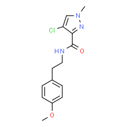 ChemSpider 2D Image | 4-Chloro-N-[2-(4-methoxyphenyl)ethyl]-1-methyl-1H-pyrazole-3-carboxamide | C14H16ClN3O2