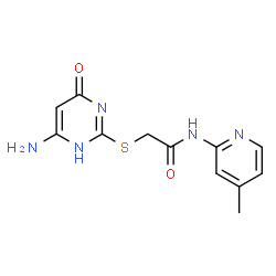 ChemSpider 2D Image | 2-[(4-amino-6-oxo-3H-pyrimidin-2-yl)sulfanyl]-N-(4-methylpyridin-2-yl)acetamide | C12H13N5O2S