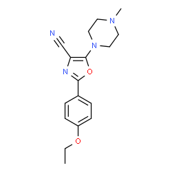 ChemSpider 2D Image | 2-(4-Ethoxyphenyl)-5-(4-methyl-1-piperazinyl)-1,3-oxazole-4-carbonitrile | C17H20N4O2