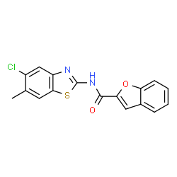ChemSpider 2D Image | N-(5-Chloro-6-methyl-1,3-benzothiazol-2-yl)-1-benzofuran-2-carboxamide | C17H11ClN2O2S