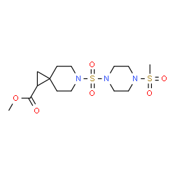 ChemSpider 2D Image | Methyl 6-{[4-(methylsulfonyl)-1-piperazinyl]sulfonyl}-6-azaspiro[2.5]octane-1-carboxylate | C14H25N3O6S2