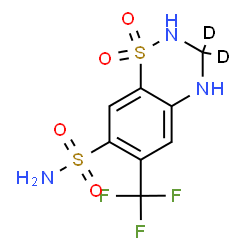 ChemSpider 2D Image | 6-(Trifluoromethyl)(3,3-~2~H_2_)-3,4-dihydro-2H-1,2,4-benzothiadiazine-7-sulfonamide 1,1-dioxide | C8H6D2F3N3O4S2